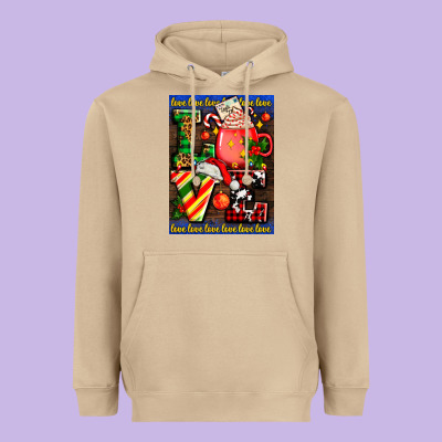 Love Coffee Cup Christmas Heavyweight Hoodie Designed By Adodesignshop