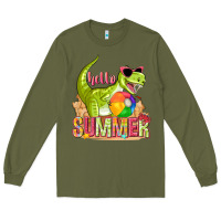 Army Green hello summer rex Long Sleeve Tee - texasbilliewilder