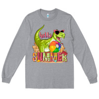 Heather Grey hello summer rex Long Sleeve Tee - texasbilliewilder