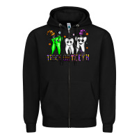 Black trick or teeth Zipper Hoodie - CowhideDigitalArt