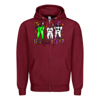 Burgundy trick or teeth Zipper Hoodie - CowhideDigitalArt