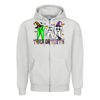 Dove Grey trick or teeth Zipper Hoodie - CowhideDigitalArt