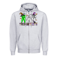 Heather Grey trick or teeth Zipper Hoodie - CowhideDigitalArt