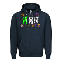 Navy trick or teeth Zipper Hoodie - CowhideDigitalArt