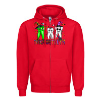 Red trick or teeth Zipper Hoodie - CowhideDigitalArt