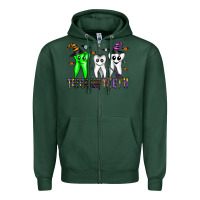 Sports Green trick or teeth Zipper Hoodie - CowhideDigitalArt