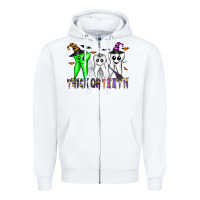 White trick or teeth Zipper Hoodie - CowhideDigitalArt