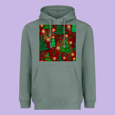 Christmas Trees Seamless Pattern Heavyweight Hoodie Designed By Bundleandbundleshop