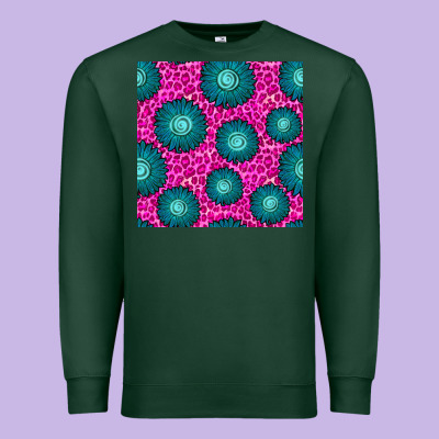 Floral Pink Leopard Seamless Pattern Premium Sweatshirt Designed By Bundleandbundleshop
