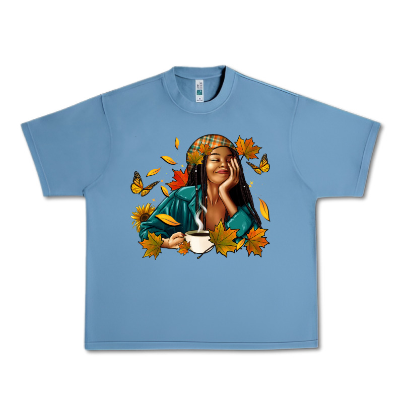 Fall Afro Woman With Coffee Urban Heavy Tee by RanaPortraitStore | Teevron