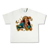 Pistachio Fall afro woman with coffee Urban Heavy Tee - RanaPortraitStore