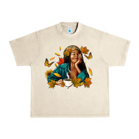 Sandshell Fall afro woman with coffee Urban Heavy Tee - RanaPortraitStore