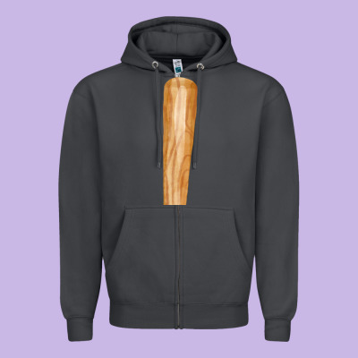 Wooden Baseball Zipper Hoodie Designed By Fadigitalartstudio