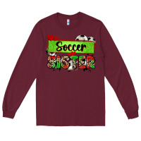 Burgundy soccer sister with leopard Long Sleeve Tee - Zillion Design Studio