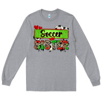 Heather Grey soccer sister with leopard Long Sleeve Tee - Zillion Design Studio