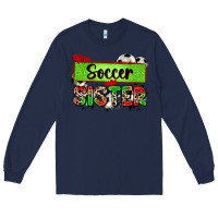 Navy soccer sister with leopard Long Sleeve Tee - Zillion Design Studio