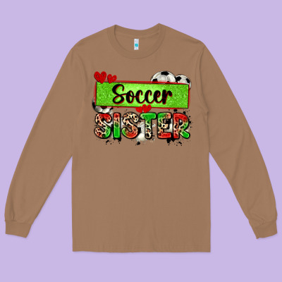 Soccer Sister With Leopard Long Sleeve Tee Designed By Zillion Design Studio