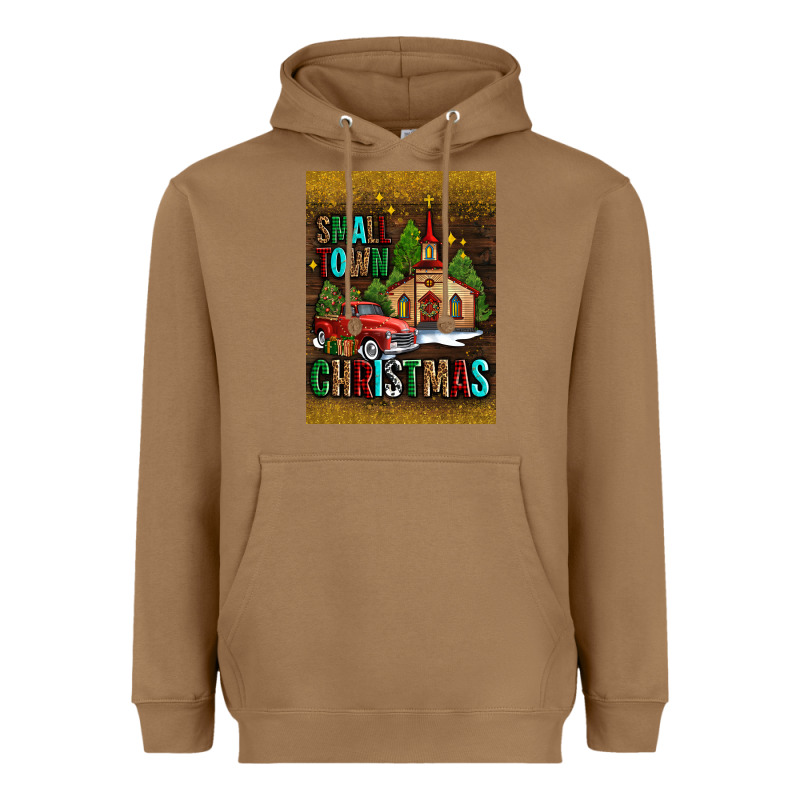 Small Town Christmas Church Heavyweight Hoodie by AdoDesignShop | Teevron