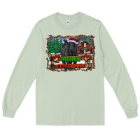Merry Christmas Black Angus Cattle And Farm Long Sleeve Tee | Teevron
