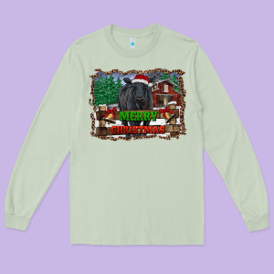 Merry Christmas Black Angus Cattle And Farm Long Sleeve Tee Designed By Ranaportraitstore