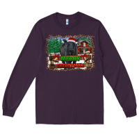 Plum merry christmas black angus cattle and farm Long Sleeve Tee - RanaPortraitStore