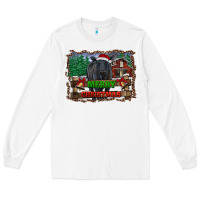 White merry christmas black angus cattle and farm Long Sleeve Tee - RanaPortraitStore