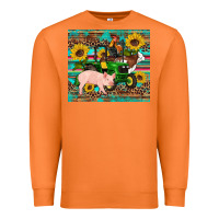 Carrot western farm tractor pig rooster cow sunflowers Premium Sweatshirt - Artiststas