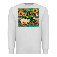 Dove Grey western farm tractor pig rooster cow sunflowers Premium Sweatshirt - Artiststas