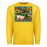Lemon western farm tractor pig rooster cow sunflowers Premium Sweatshirt - Artiststas