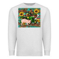 Oatmeal Heather western farm tractor pig rooster cow sunflowers Premium Sweatshirt - Artiststas