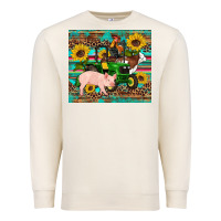 Sandshell western farm tractor pig rooster cow sunflowers Premium Sweatshirt - Artiststas