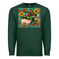 Western Farm Tractor Pig Rooster Cow Sunflowers Premium Sweatshirt | Teevron