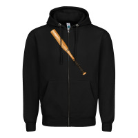 Black wooden softball bat Zipper Hoodie - FaDigitalArtStudio