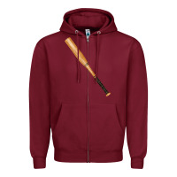 Wooden Softball Bat Zipper Hoodie | Teevron
