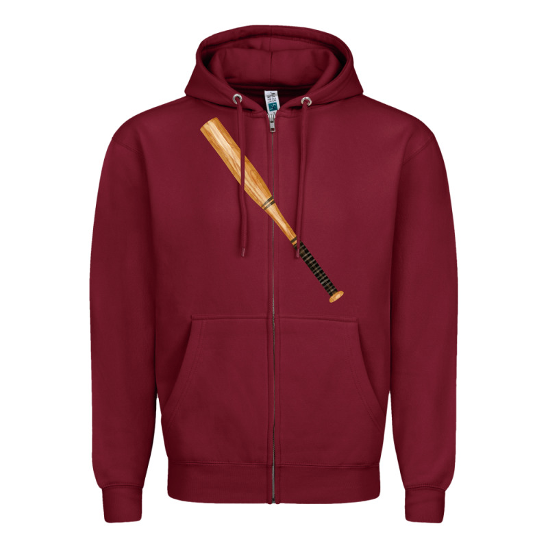 Wooden Softball Bat Zipper Hoodie by FaDigitalArtStudio | Teevron