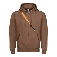 Chestnut wooden softball bat Zipper Hoodie - FaDigitalArtStudio