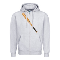 Heather Grey wooden softball bat Zipper Hoodie - FaDigitalArtStudio