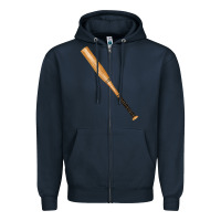 Navy wooden softball bat Zipper Hoodie - FaDigitalArtStudio