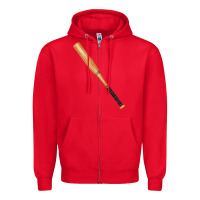Red wooden softball bat Zipper Hoodie - FaDigitalArtStudio