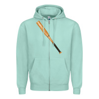 Seafoam wooden softball bat Zipper Hoodie - FaDigitalArtStudio