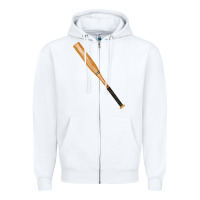 White wooden softball bat Zipper Hoodie - FaDigitalArtStudio