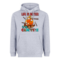 Heather Grey life is better by the campfire with marshmallows Heavyweight Hoodie - AdoDesignShop