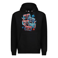 Black usa america cassette tapes Premium Hoodie - MaliasSmallBusiness