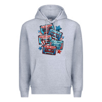 Heather Grey usa america cassette tapes Premium Hoodie - MaliasSmallBusiness
