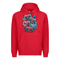 Red usa america cassette tapes Premium Hoodie - MaliasSmallBusiness