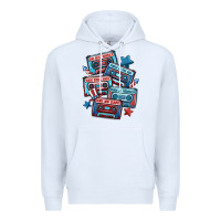 White usa america cassette tapes Premium Hoodie - MaliasSmallBusiness