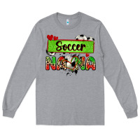 Heather Grey soccer nana with leopard Long Sleeve Tee - Zillion Design Studio
