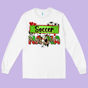 Soccer Nana With Leopard Long Sleeve Tee Designed By Zillion Design Studio