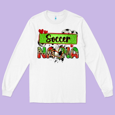 Soccer Nana With Leopard Long Sleeve Tee Designed By Zillion Design Studio