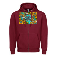 Burgundy western turquoise and sunflowers skinny metal can holder Zipper Hoodie - HRA Design Shop